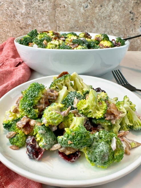 Broccoli salad is hearty and satisfying enough for a weeknight meal.