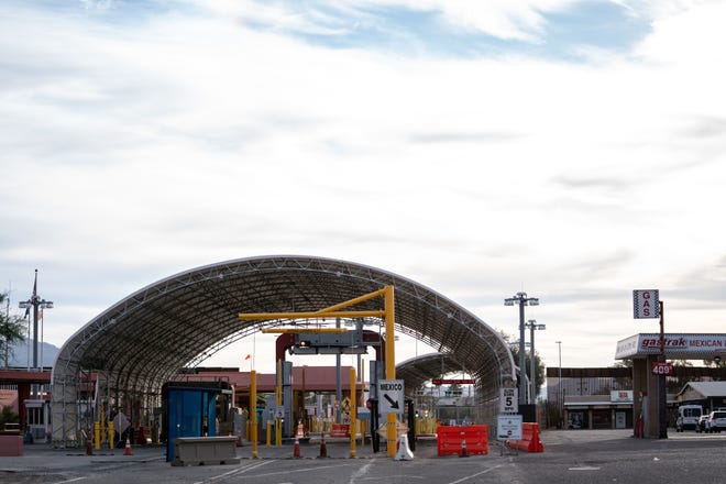 A view of the Lukeville Port of Entry as it was closed indefinitely by officials in Lukeville, Ariz., on Dec. 4, 2023.